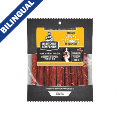 The Butcher's Companion Sausage Sticks Pork & Liver Recipe Dog Treat