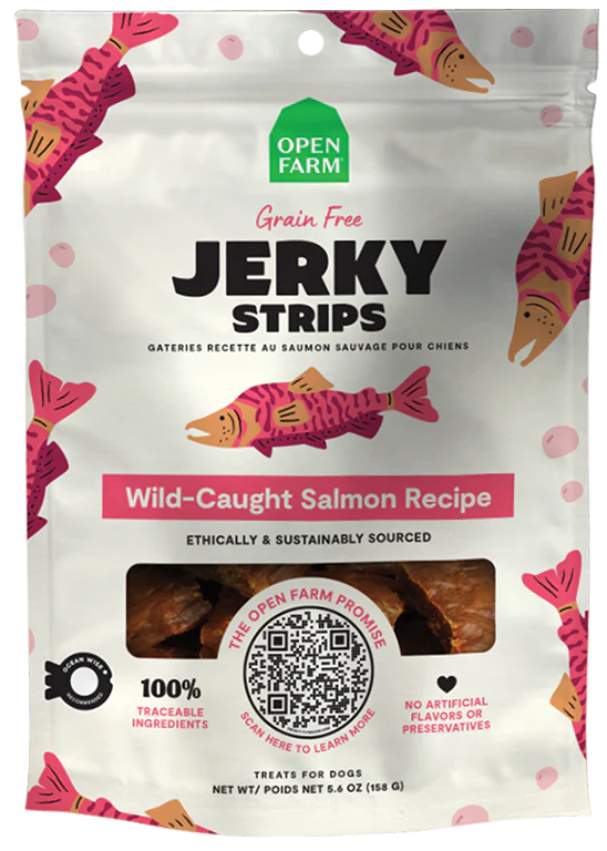 Open Farm® Grain Free Jerky Strips Dog Treat - Wild Caught Salmon Recipe
