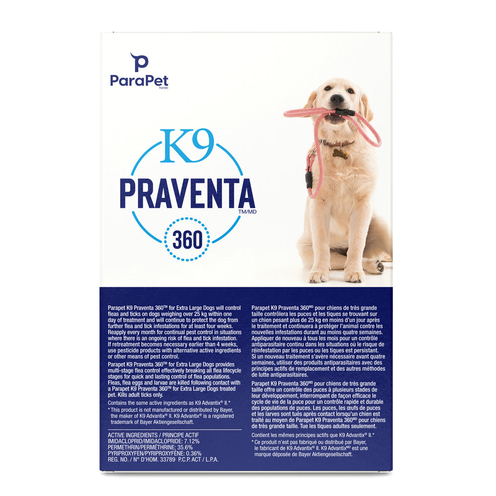 Parapet™ K9 Praventa™ 360 Flea & Tick Treatment - Extra Large Dogs over 25 kg