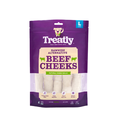 Treatly™ Beef Cheeks Natural Cheek Rolls Large Dog Treat