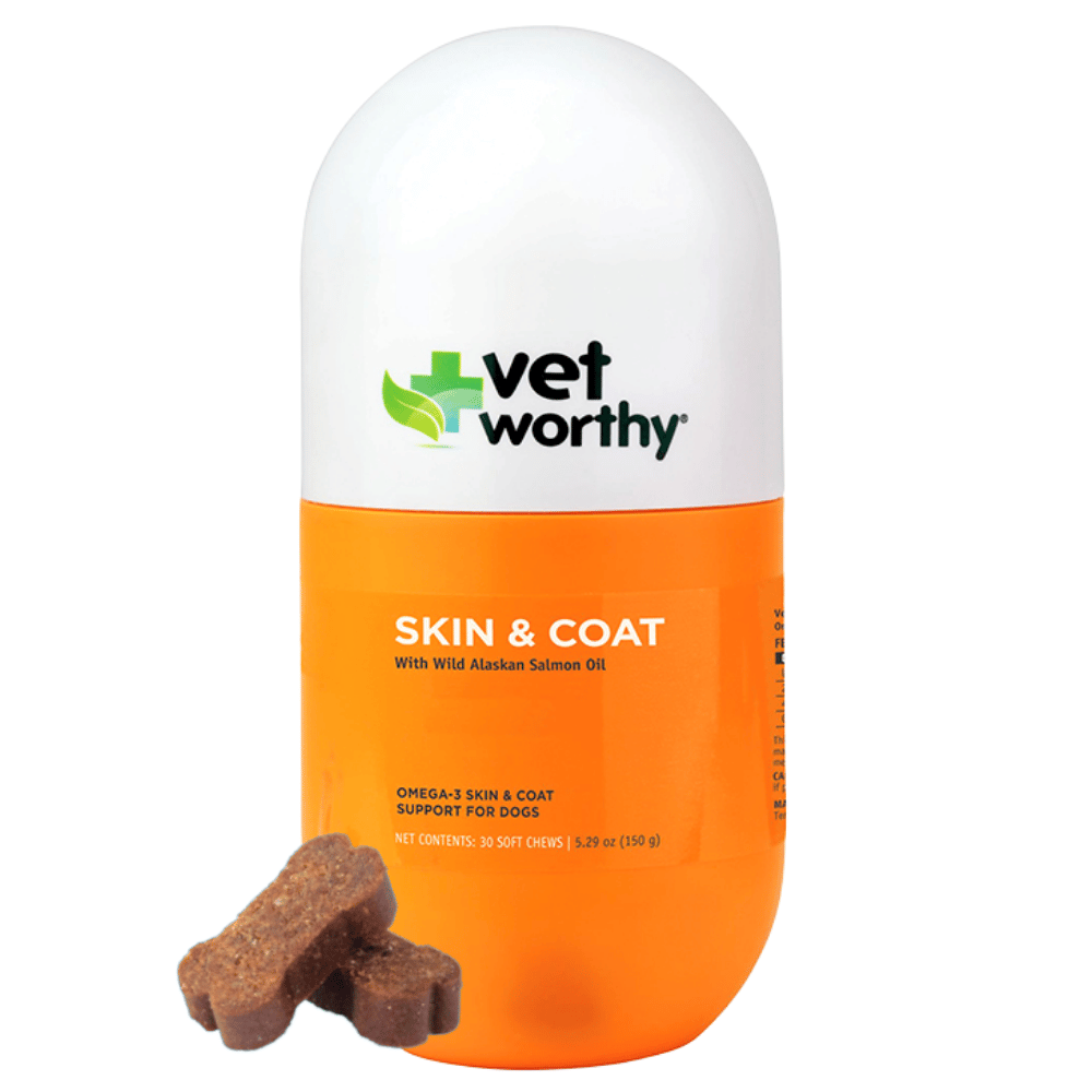 Vet Worthy Skin and Coat with Wild Alaskan Salmon Oil Chews for Dogs