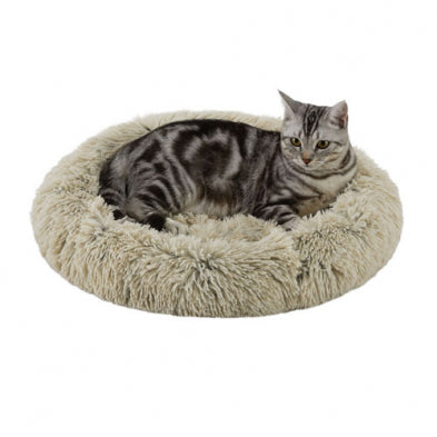 Best Friends by Sheri Oval Shag Faux Fur Cat Bed - Taupe