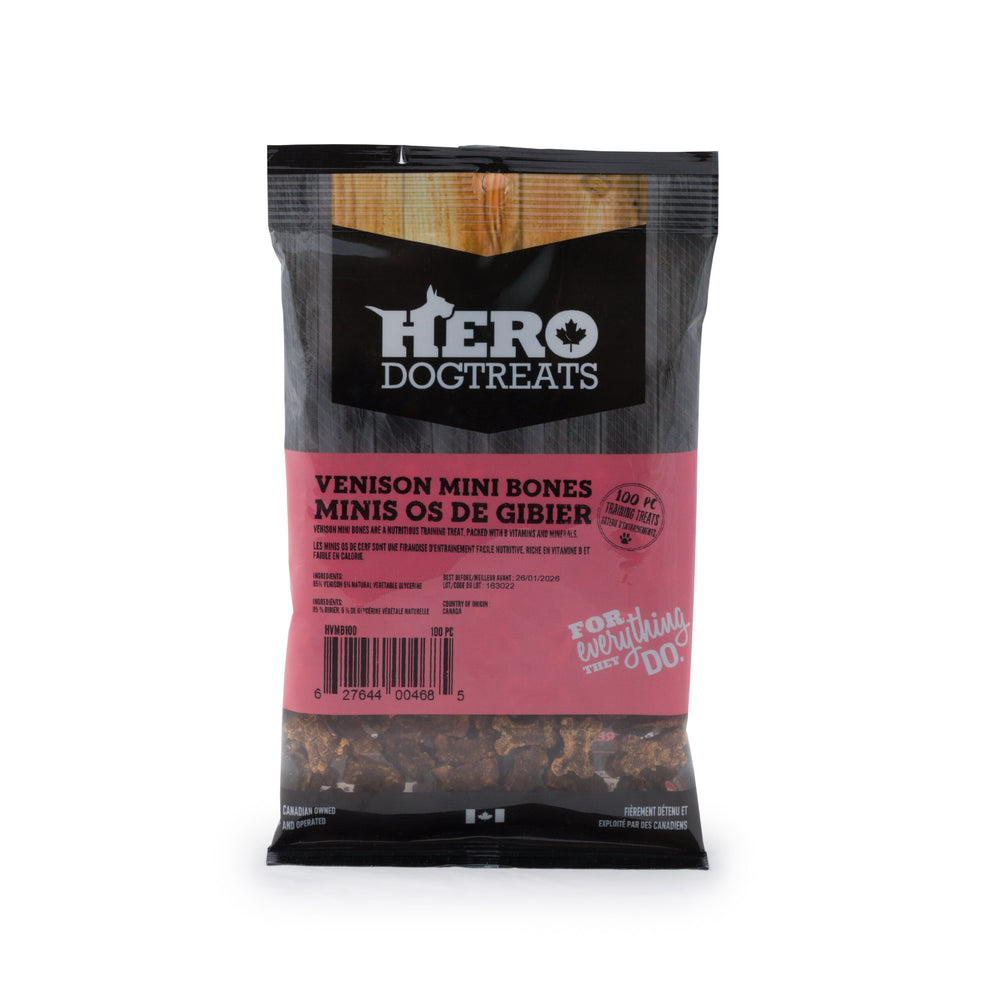 Hero Venison Mini Bones – 100 Pieces