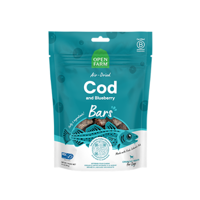 Open Farm® Air Dried Cod & Blueberry Bars Crunchy Dog Treat