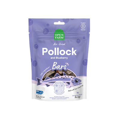 Open Farm® Air Dried Pollock & Blueberry Bars Crunchy Dog Treat