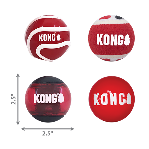 Kong® Signature Balls 4 Pack - Med. Assorted