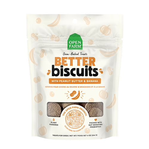 Open Farm® Better Biscuits Peanut Butter & Banana Recipe Oven Baked Dog Treat