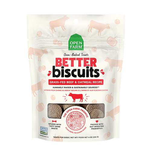 Open Farm® Better Biscuits Grass-Fed Beef & Oatmeal Recipe Oven Baked Dog Treat