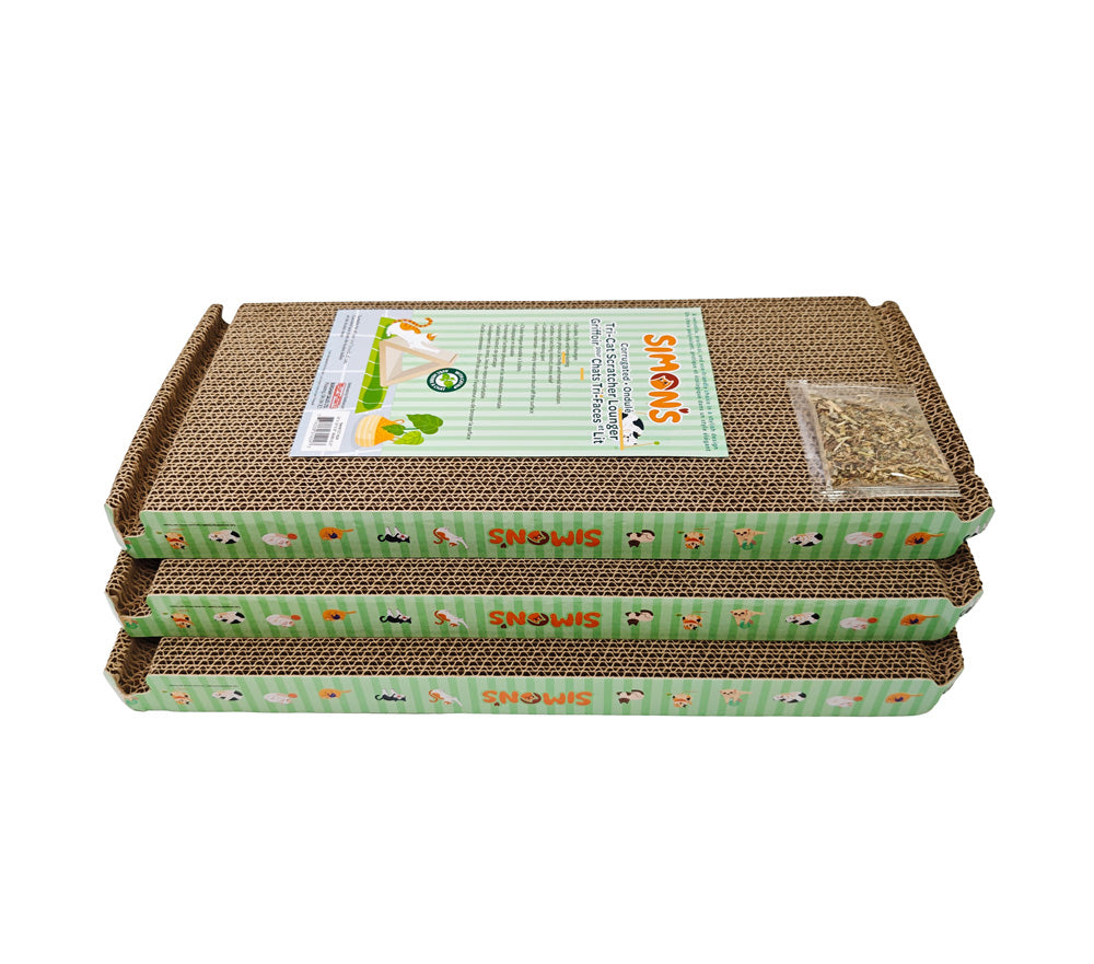 SIMONS Corrugated Tri-Cat Scratcher Lounger w/Catnip
