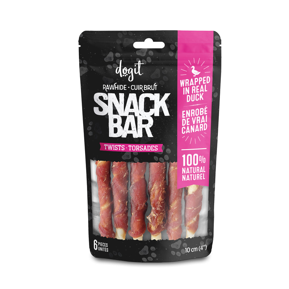Dogit Snack Bar Rawhide - Duck -Wrapped Twists - 6 pcs