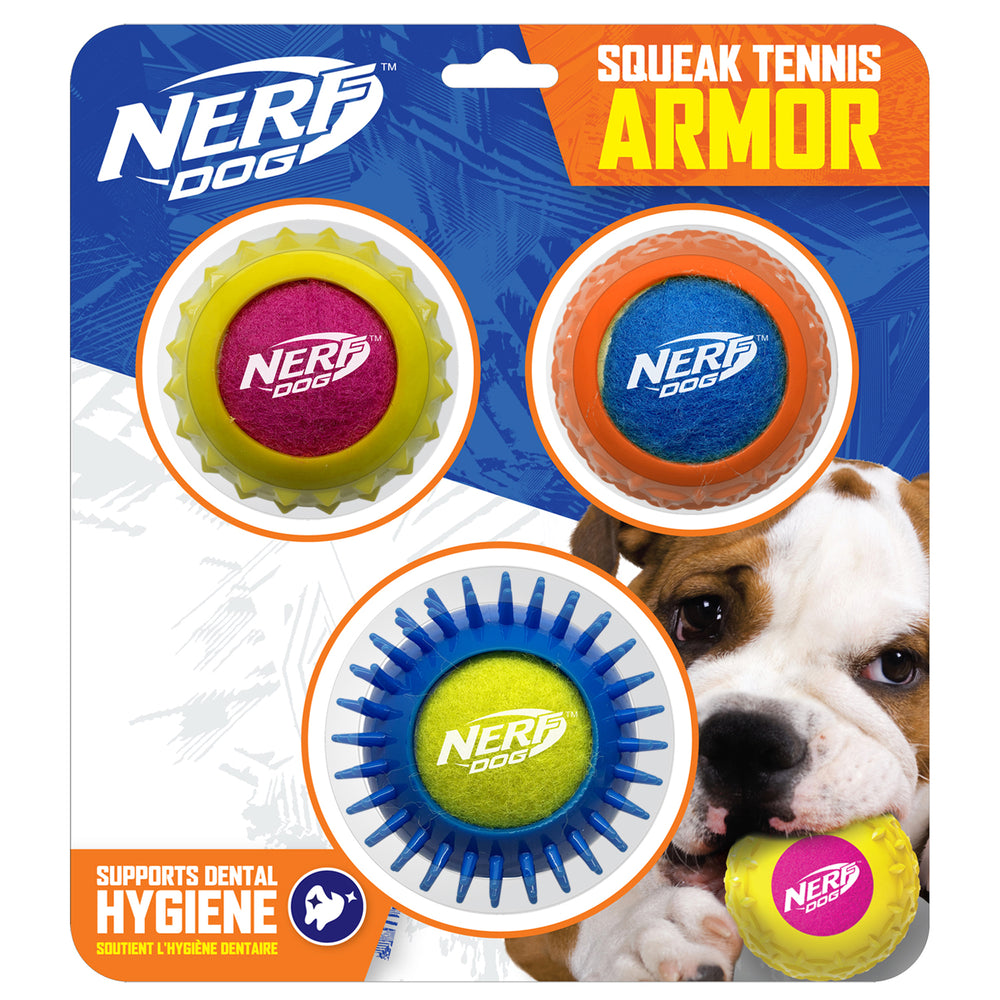 Nerf Dog Squeak Tennis Armor - 3 Pack