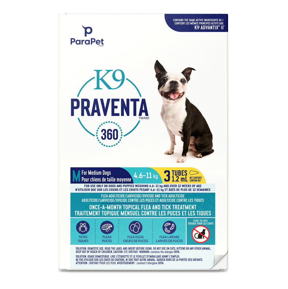 Parapet™ K9 Praventa™ 360 Flea & Tick Treatment - Medium Dogs 4.6 kg to 11 kg